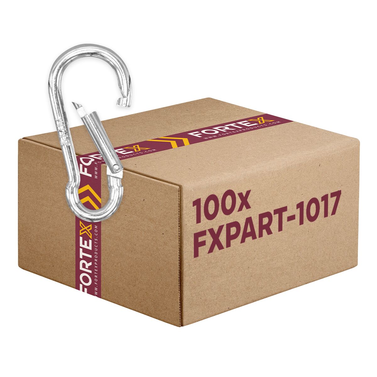 100x FORTEX Karabijnhaak 5x50mm WLL 50 kg verzinkt DIN 5299 gecertificeerd 100x FORTEX Karabijnhaak 5x50mm WLL 50 kg verzinkt DIN 5299 gecertificeerd