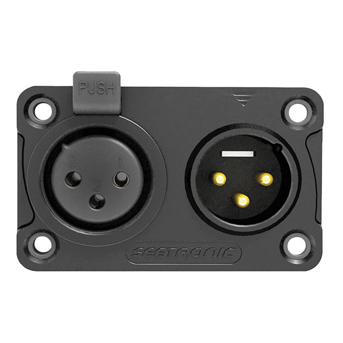 SEETRONIC XLR 3P In/Output Combination Chassis IP65 - Vergulde contacten