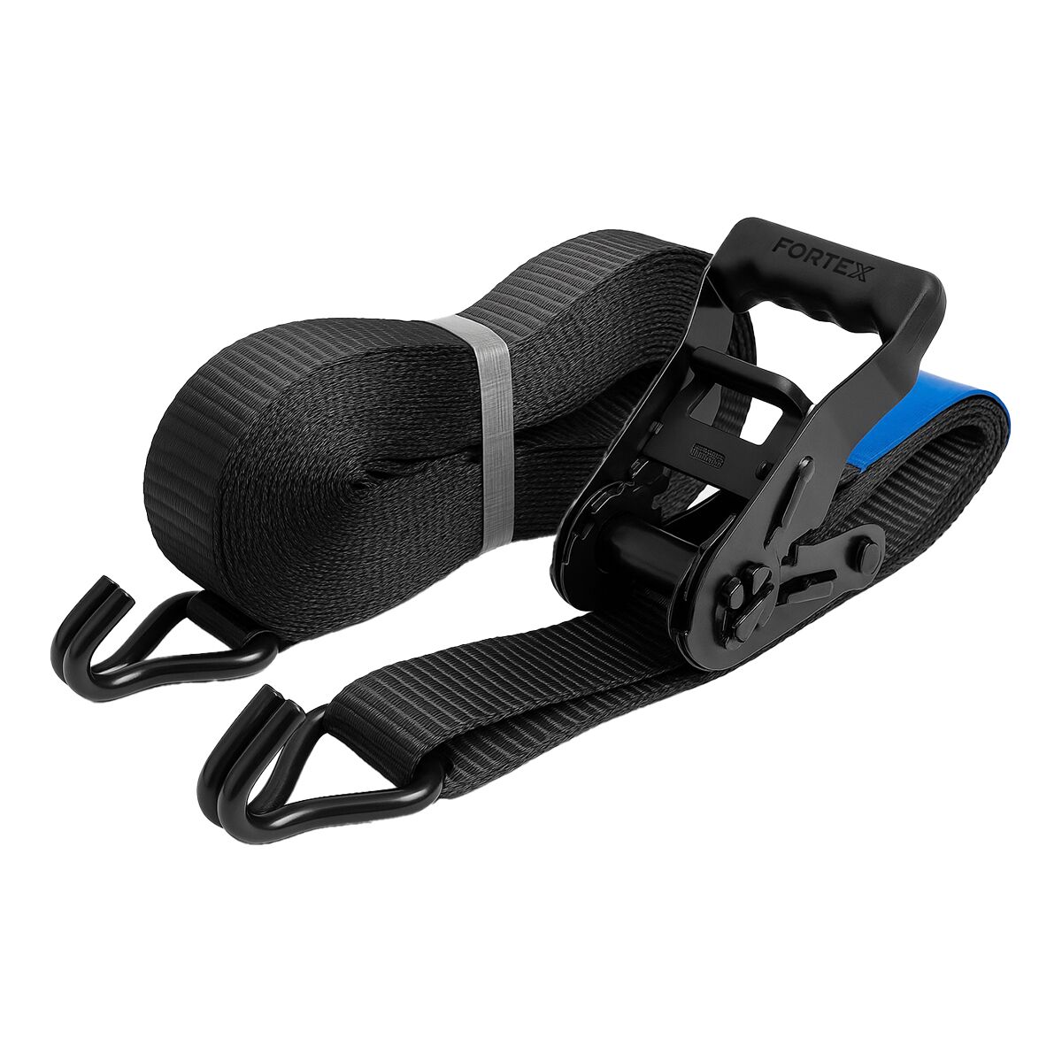 FORTEX 2-delige spanband met ratel en haken - 35mm - 1500/3000daN - 4 meter zwart FORTEX 2-delige spanband met ratel en haken - 35mm - 1500/3000daN - 4 meter zwart