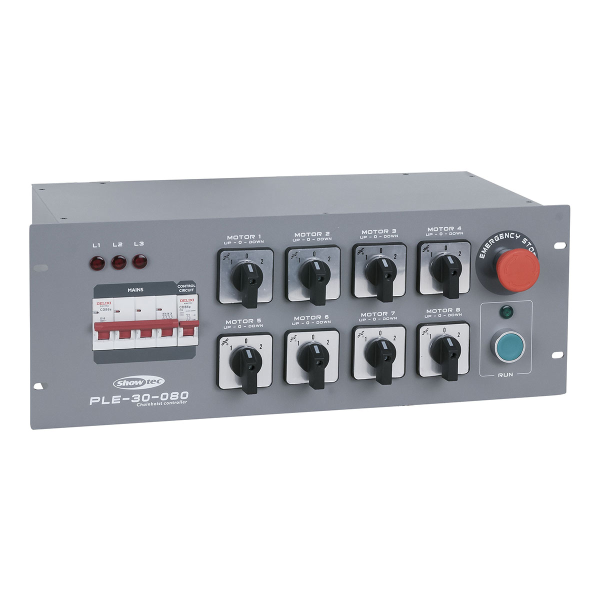 Showgear 8-Channel Chainhoist Controller - directe besturing Showgear 8-Channel Chainhoist Controller - directe besturing