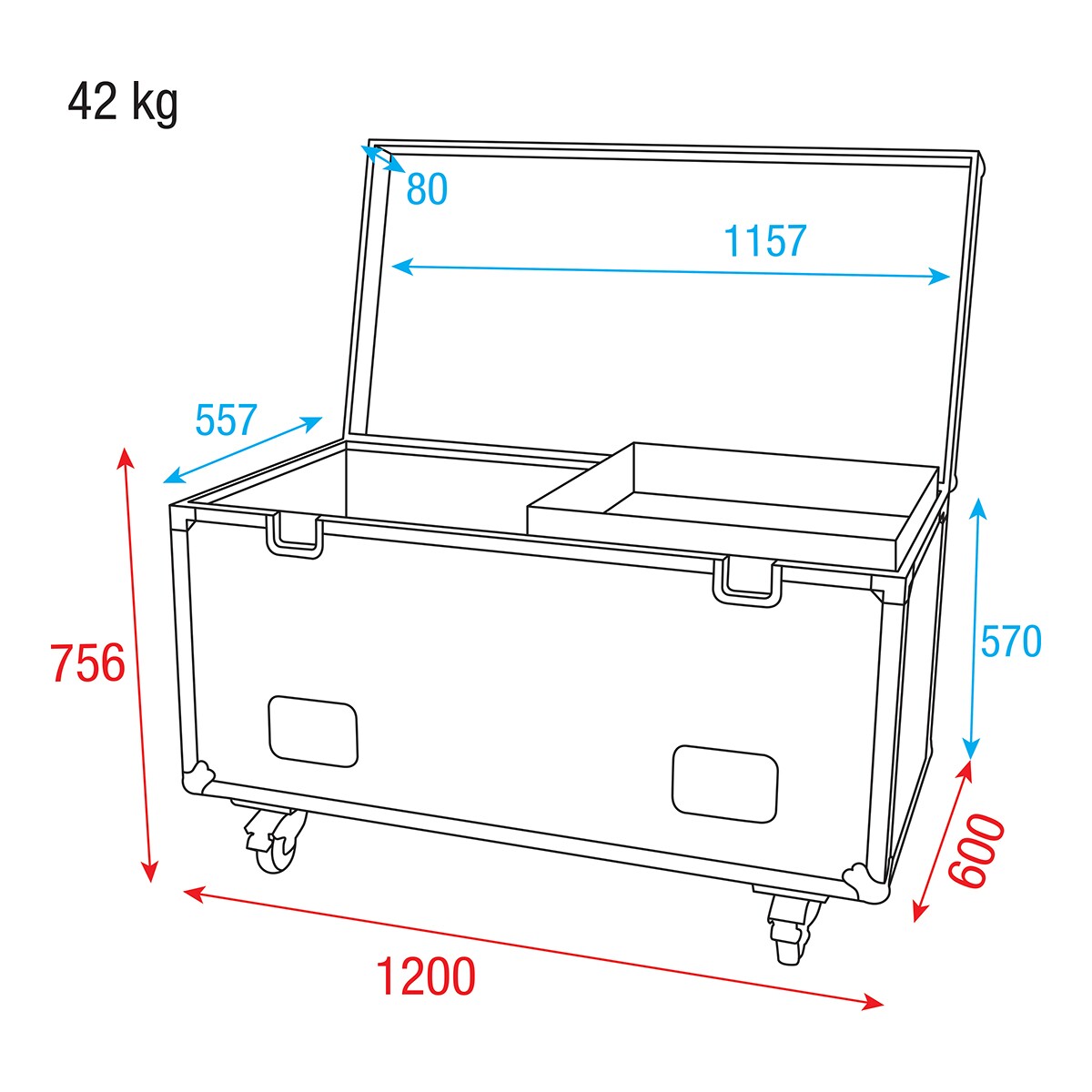 Showgear Premium Line Multiflex Case 120 universele flightcase Showgear Premium Line Multiflex Case 120 universele flightcase