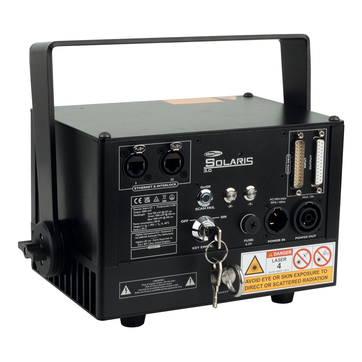 Showtec Solaris 3.0 RGB-laser met ILDA Showtec Solaris 3.0 RGB-laser met ILDA