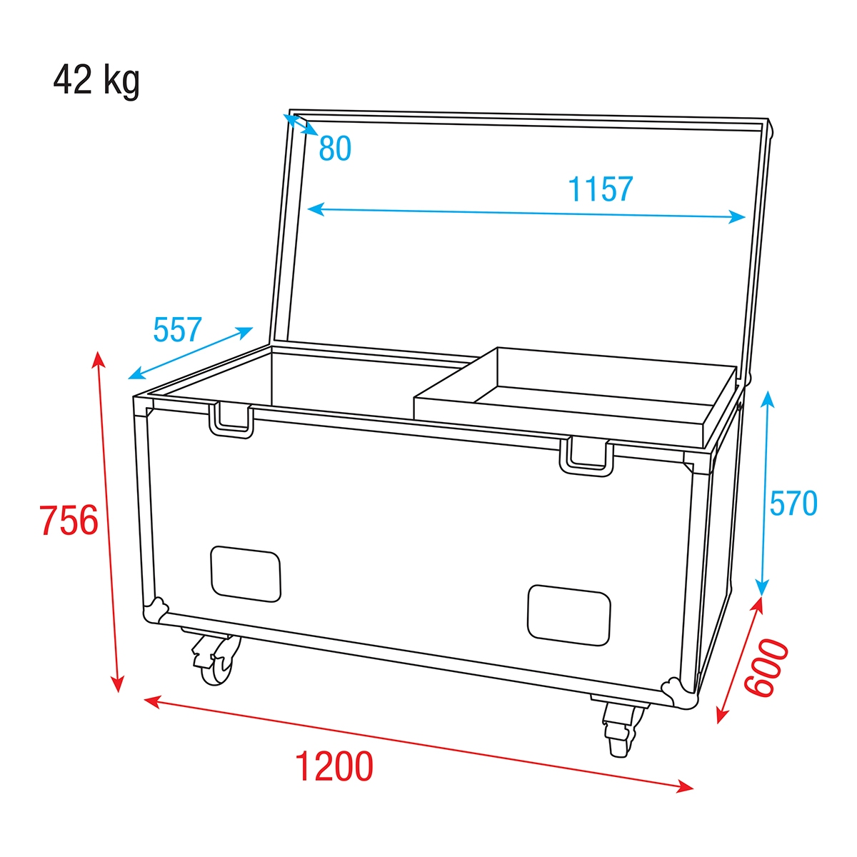 Showgear Premium Line Multiflex Case 120 universele flightcase Showgear Premium Line Multiflex Case 120 universele flightcase