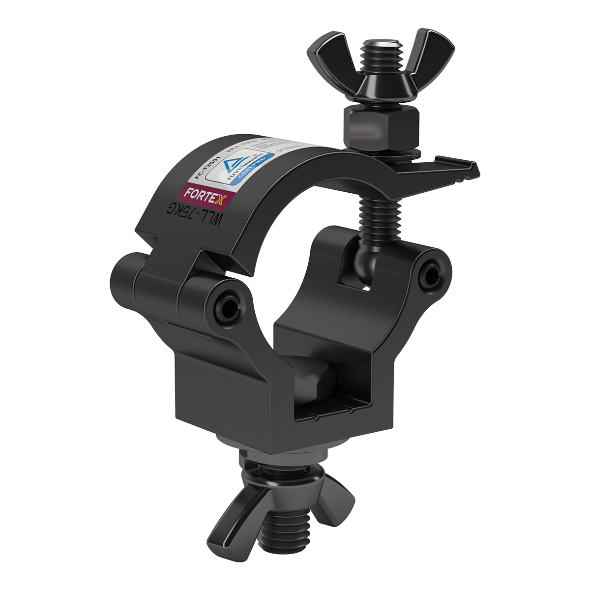 FORTEX Half Coupler truss klem WLL 75kg buis Ø32-35mm zwart FORTEX Half Coupler truss klem WLL 75kg buis Ø32-35mm zwart