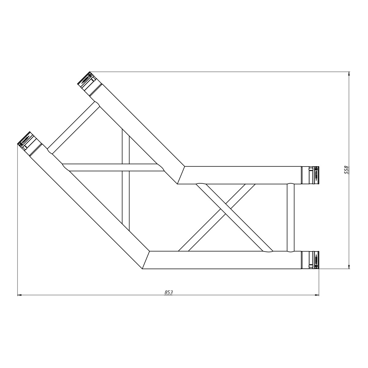 FORTEX FX34-C23 vierkant truss 2-weg 135 graden hoek FORTEX FX34-C23 vierkant truss 2-weg 135 graden hoek