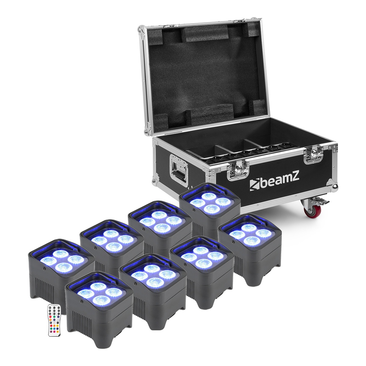 BeamZ BBP94 Uplight set van 8x BBP94 in FCC9 flightcase BeamZ BBP94 Uplight set van 8x BBP94 in FCC9 flightcase