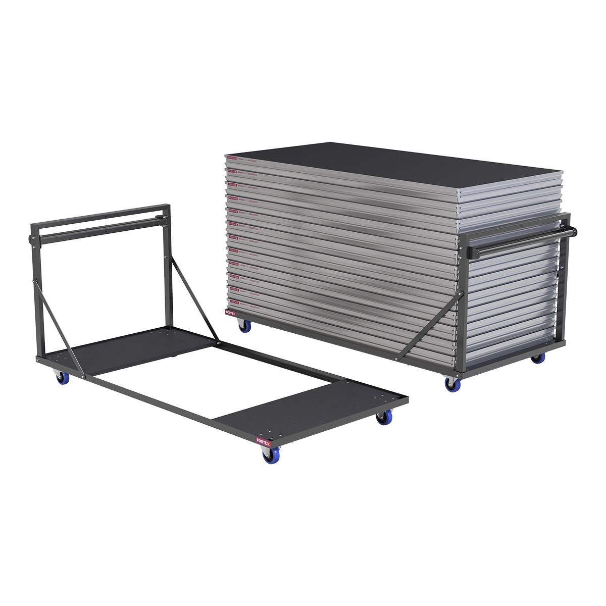 FORTEX STAGE750 Transport Dolly horizontaal voor 15 Stage Decks FORTEX STAGE750 Transport Dolly horizontaal voor 15 Stage Decks
