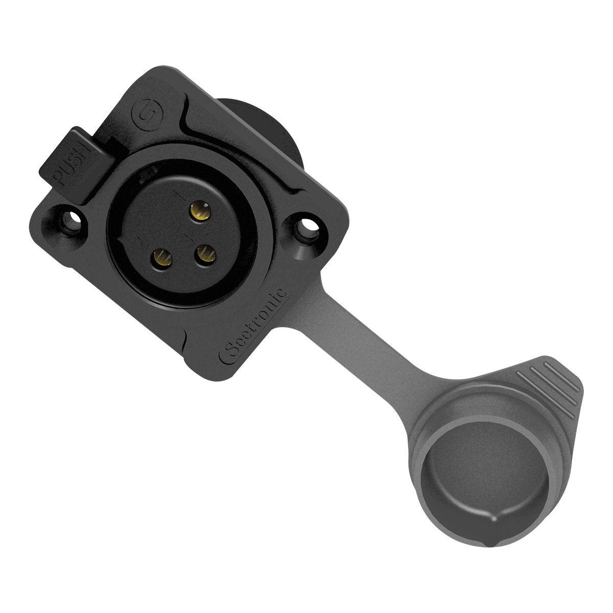 SEETRONIC XLR 3P Chassis - female - IP65 Vergulde contacten - zwarte behuizing