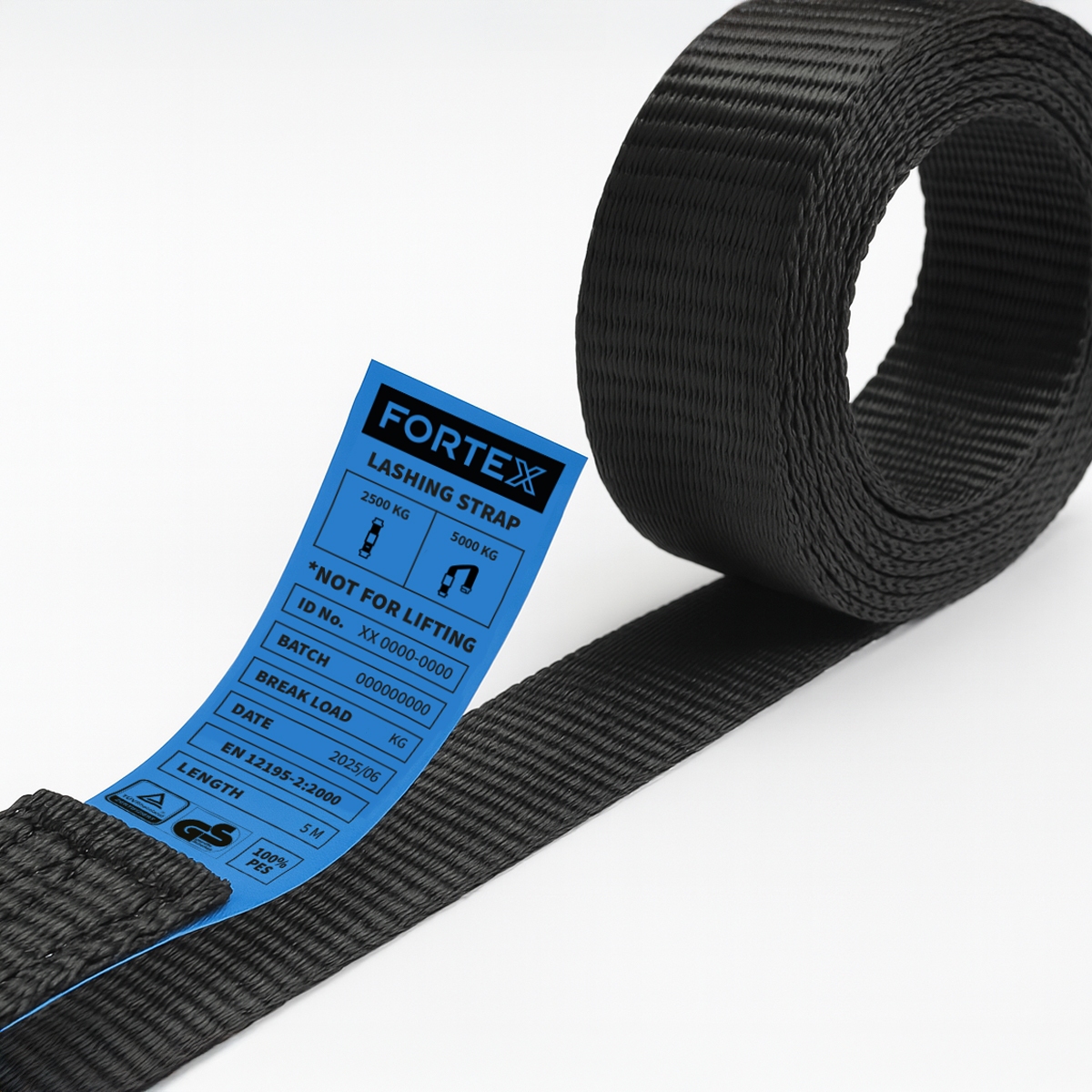 FORTEX 2-delige spanband met ratel en haken - 50mm - 2500/5000daN - 5 meter zwart FORTEX 2-delige spanband met ratel en haken - 50mm - 2500/5000daN - 5 meter zwart