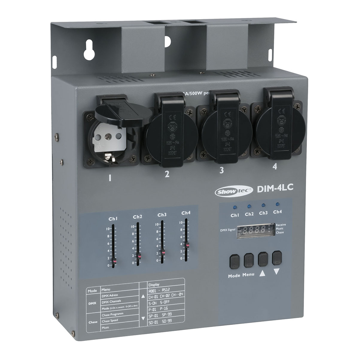 Showtec DIM-4LC 4-kanaals dimpakket, 3 A per kanaal met lokale besturing Showtec DIM-4LC 4-kanaals dimpakket, 3 A per kanaal met lokale besturing