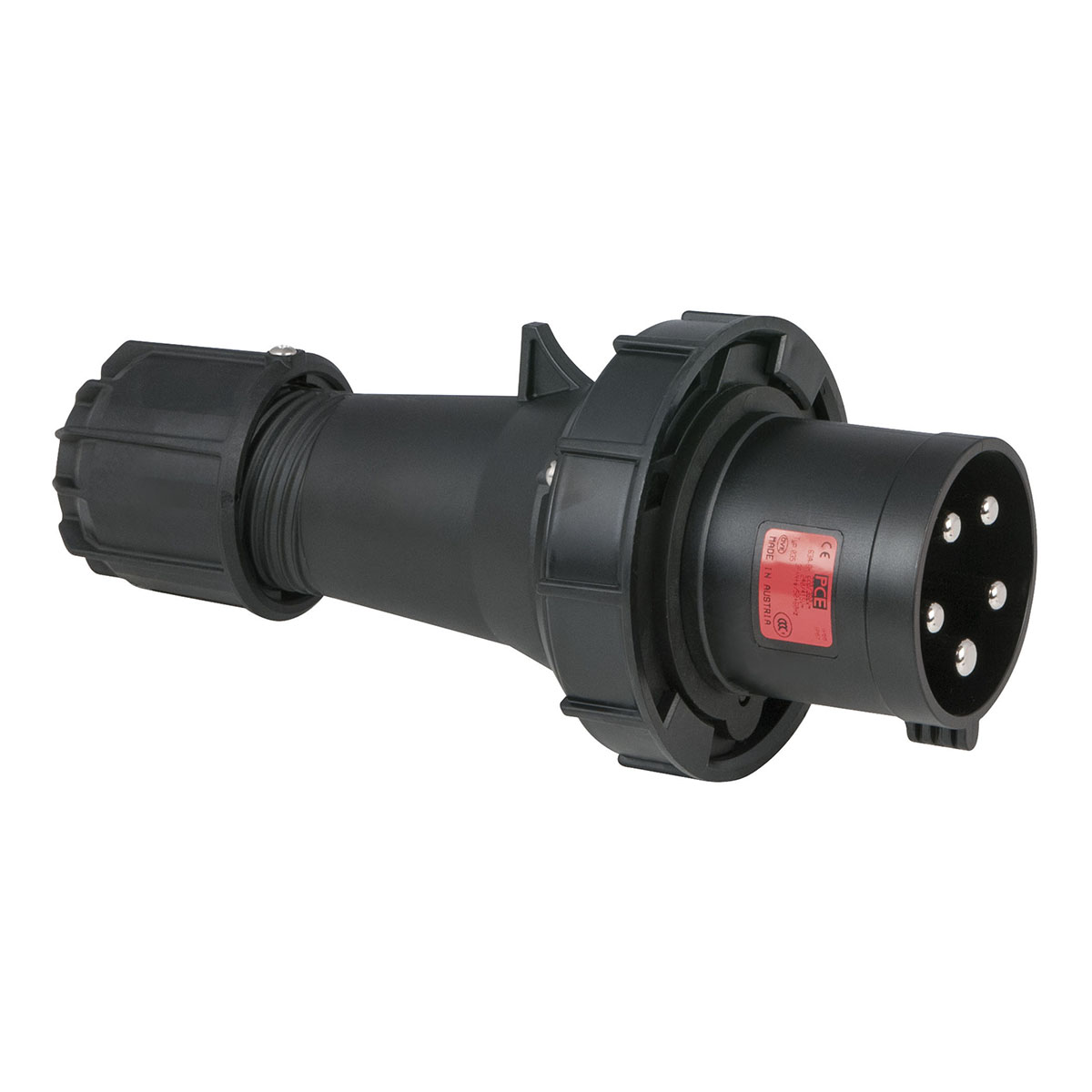 PCE CEE 63A 400V 5p Plug Male Zwart, IP67 PCE CEE 63A 400V 5p Plug Male Zwart, IP67