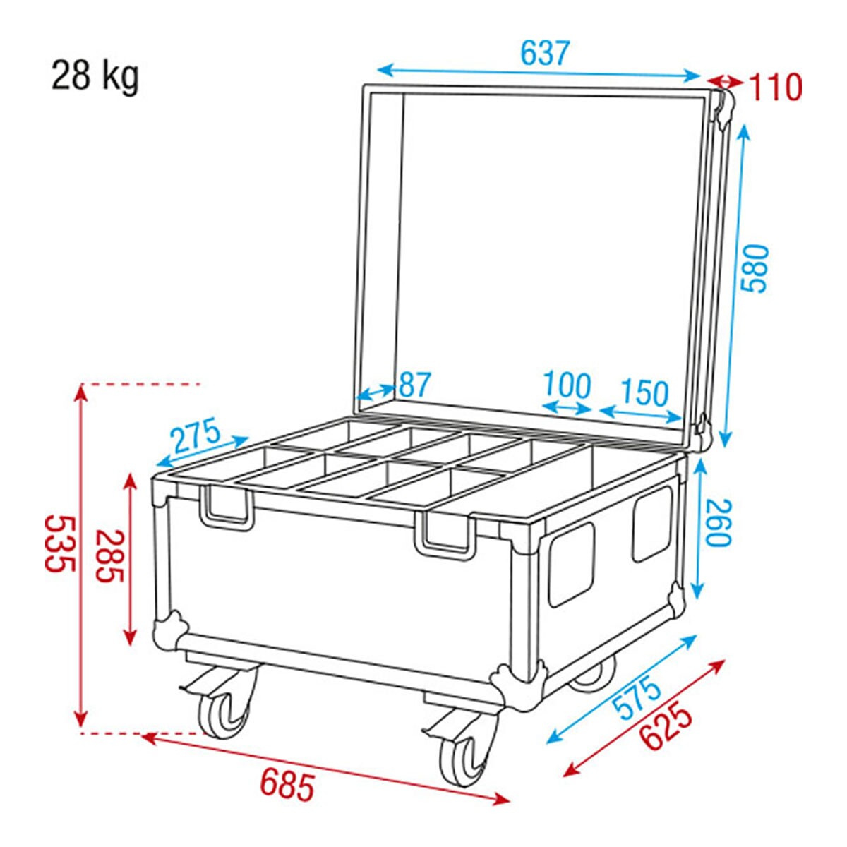 DAP LCA-PAR3 - flightcase voor 8x Showtec Compact Par DAP LCA-PAR3 - flightcase voor 8x Showtec Compact Par