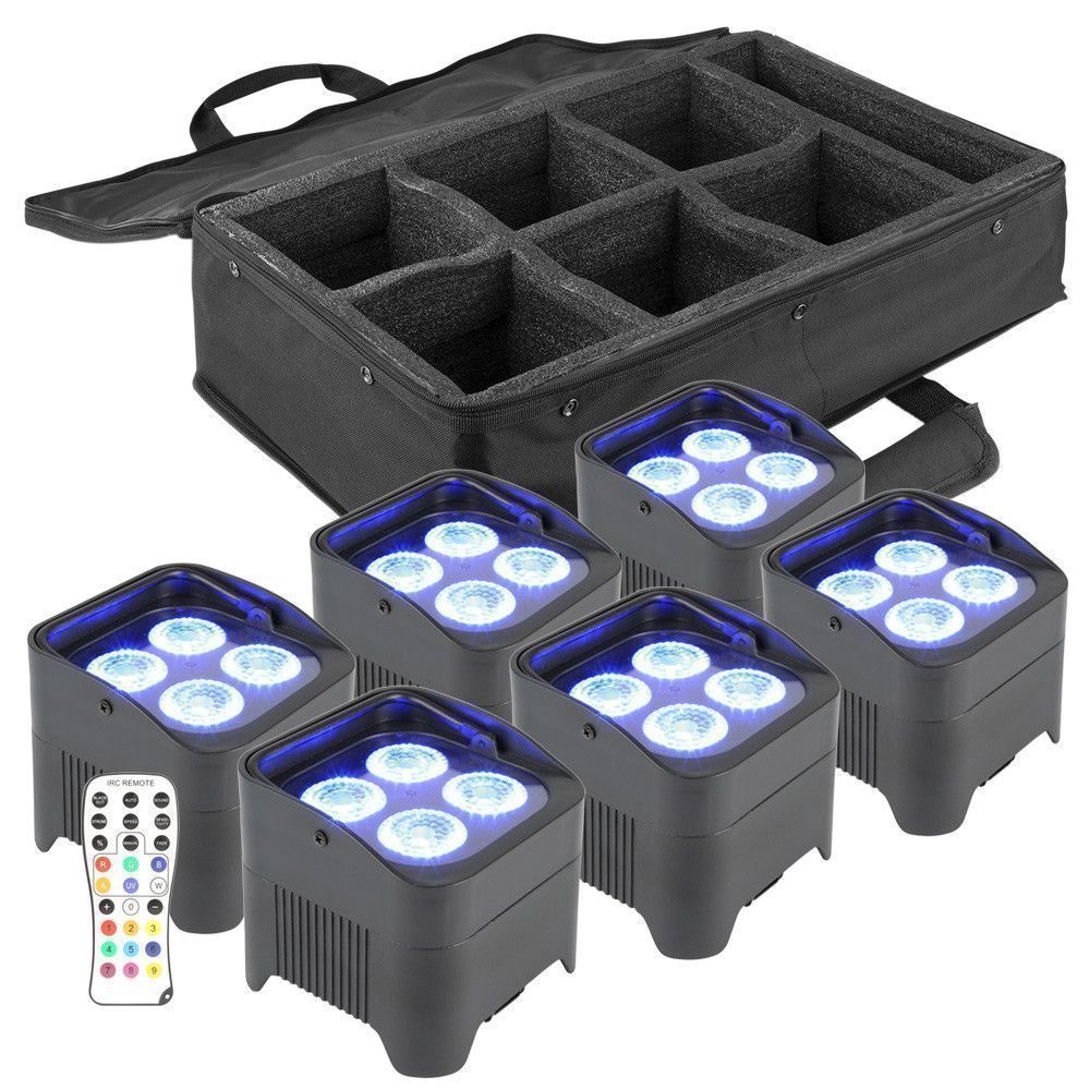 BeamZ Uplight pakket met 6 stuks BBP94 accu Uplights + Tas BeamZ Uplight pakket met 6 stuks BBP94 accu Uplights + Tas