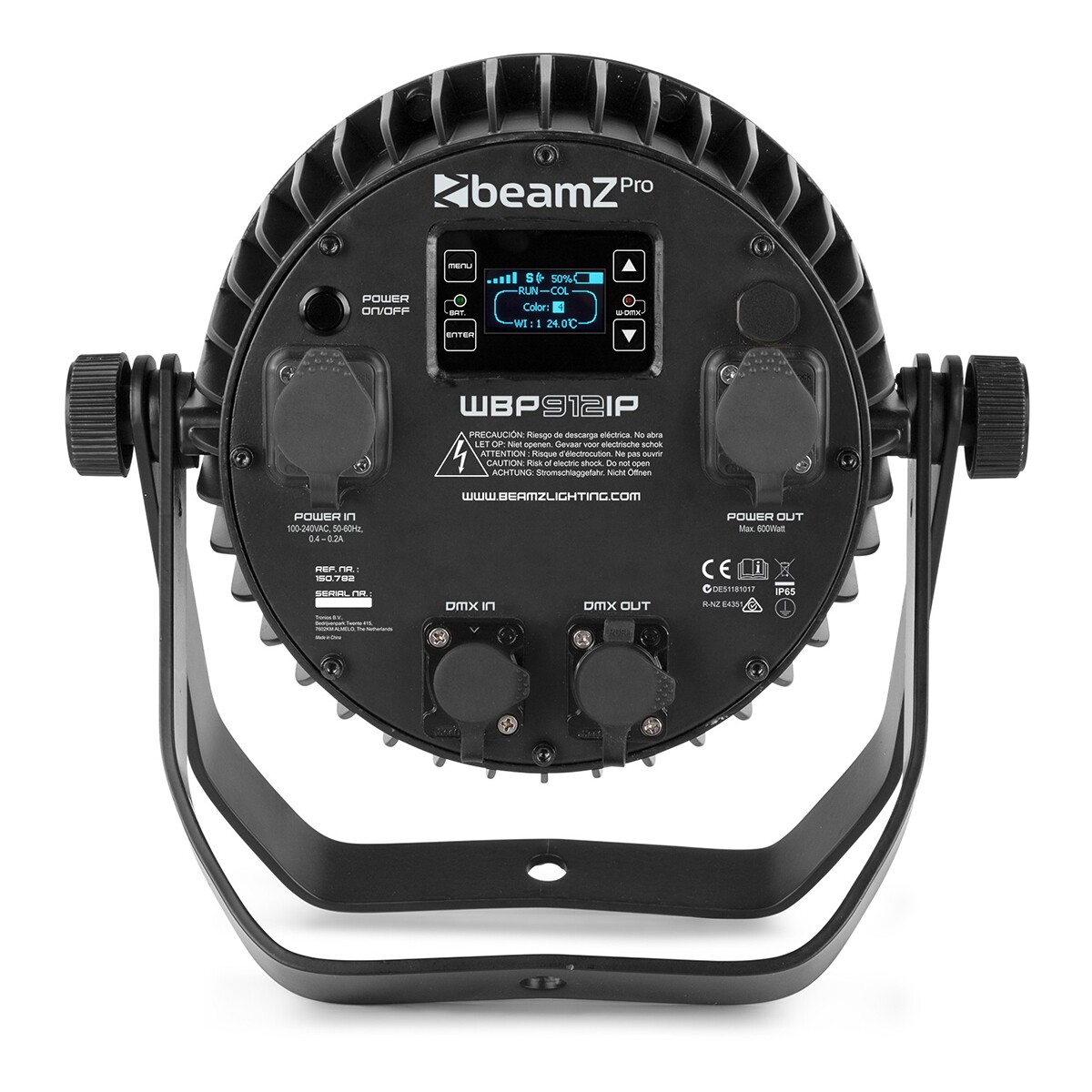 BeamZ WBP912IP aluminium accu LED par RGBAW-UV - 9x 12W BeamZ WBP912IP aluminium accu LED par RGBAW-UV - 9x 12W