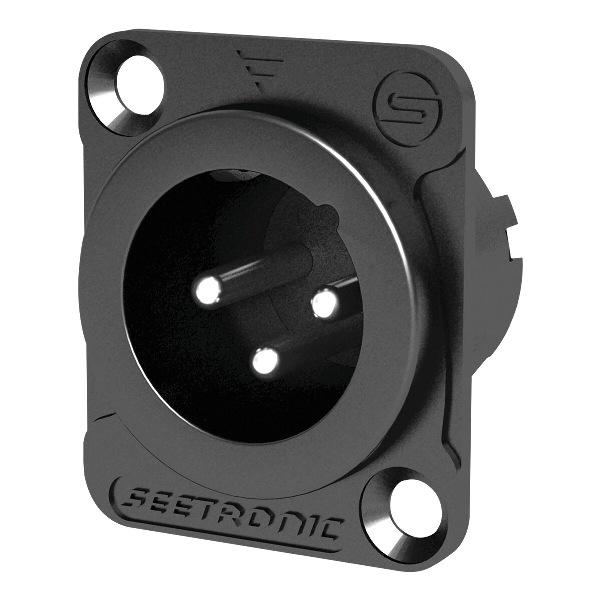SEETRONIC XLR 3P Chassis - male Verzilverde contacten - zwarte behuizing