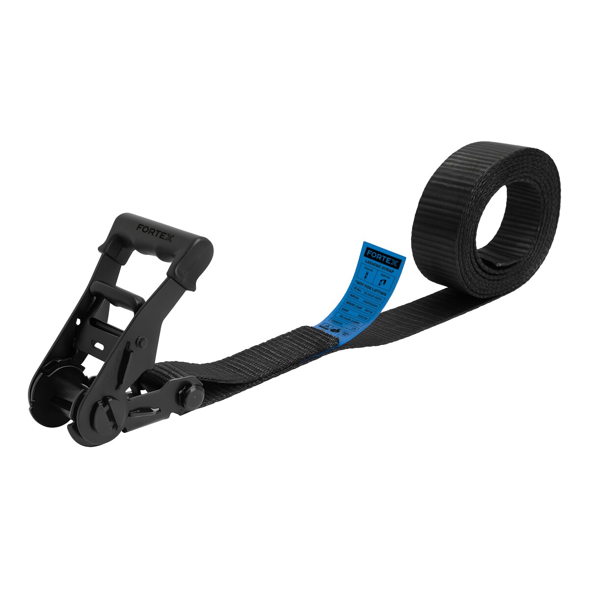 FORTEX 1-delige spanband met ratel - 35mm - 1500/3000daN - 3 meter zwart FORTEX 1-delige spanband met ratel - 35mm - 1500/3000daN - 3 meter zwart