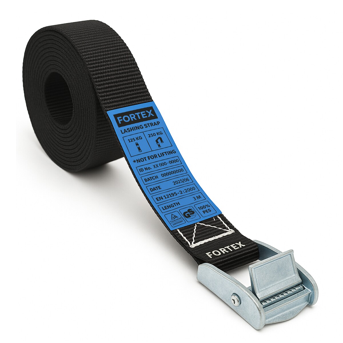 FORTEX spanband met gesp – 25mm breed - 125/250daN - 5 meter zwart FORTEX spanband met gesp – 25mm breed - 125/250daN - 5 meter zwart