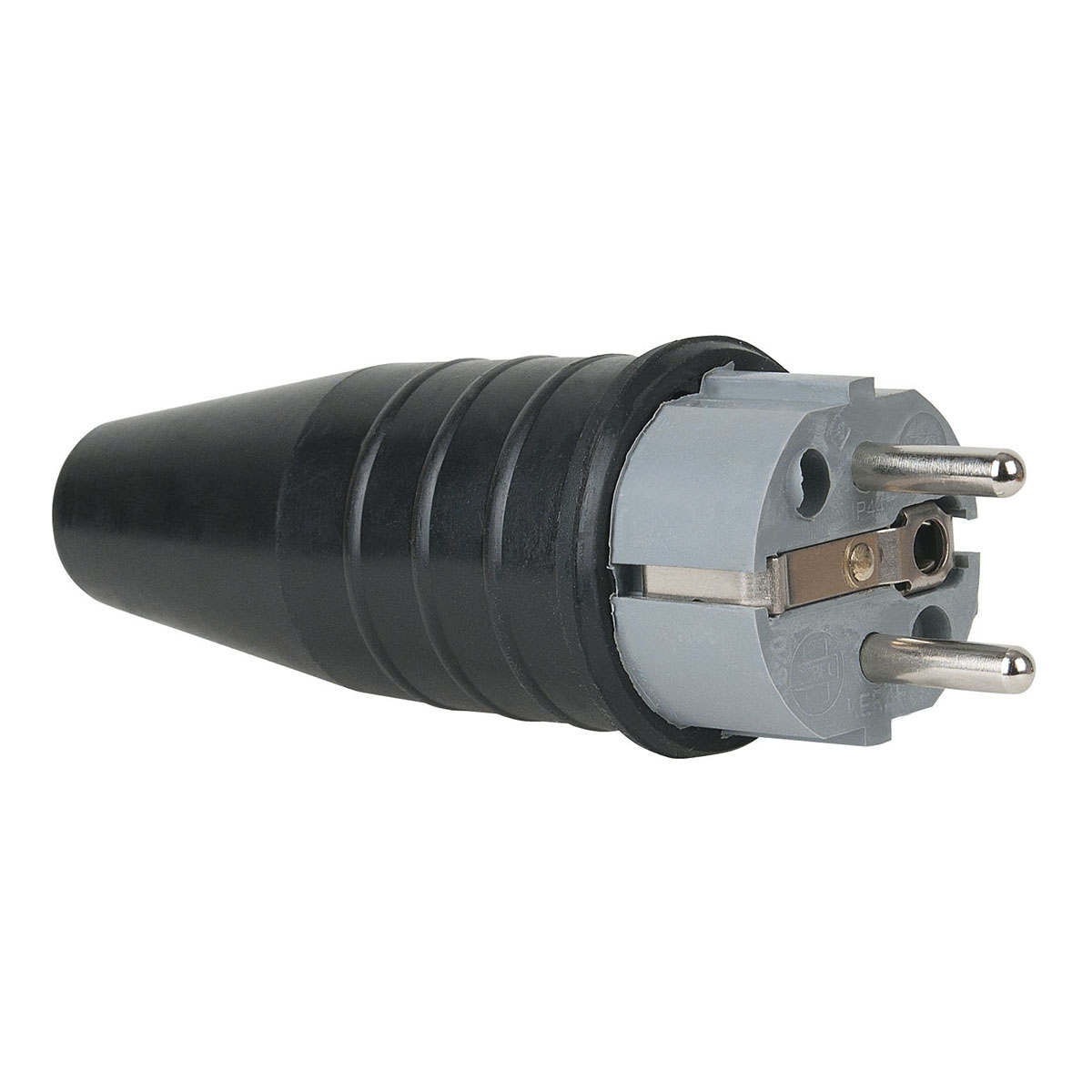 Showtec Rubber Schuko 230V/240V CEE7/VII Connector Male Grijs Showtec Rubber Schuko 230V/240V CEE7/VII Connector Male Grijs