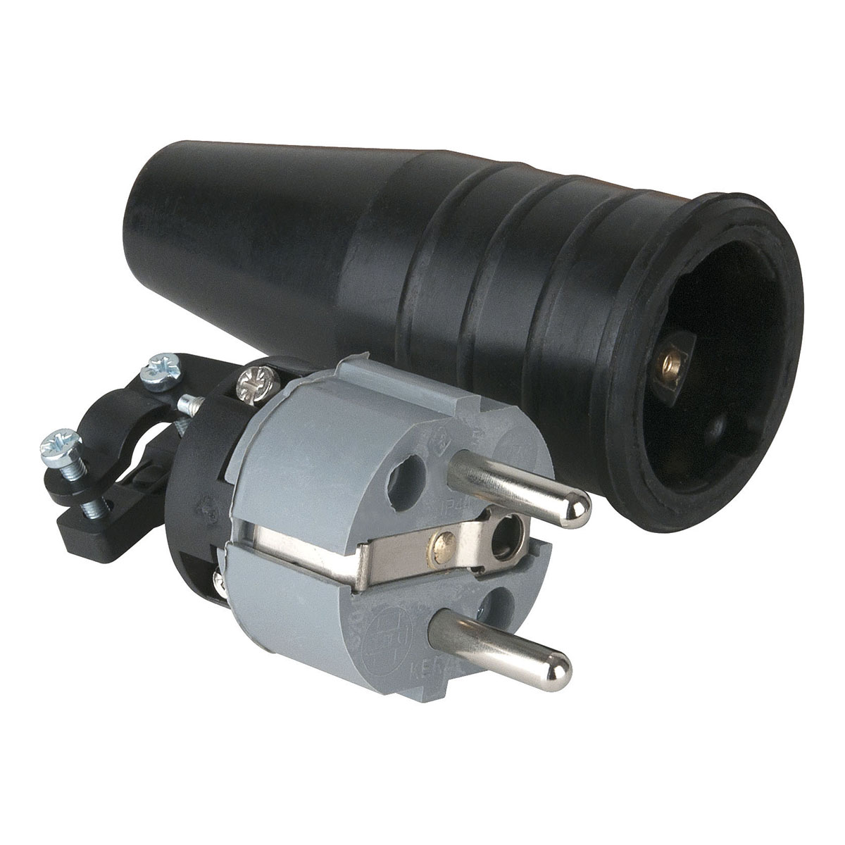 Showtec Rubber Schuko 230V/240V CEE7/VII Connector Male Grijs Showtec Rubber Schuko 230V/240V CEE7/VII Connector Male Grijs