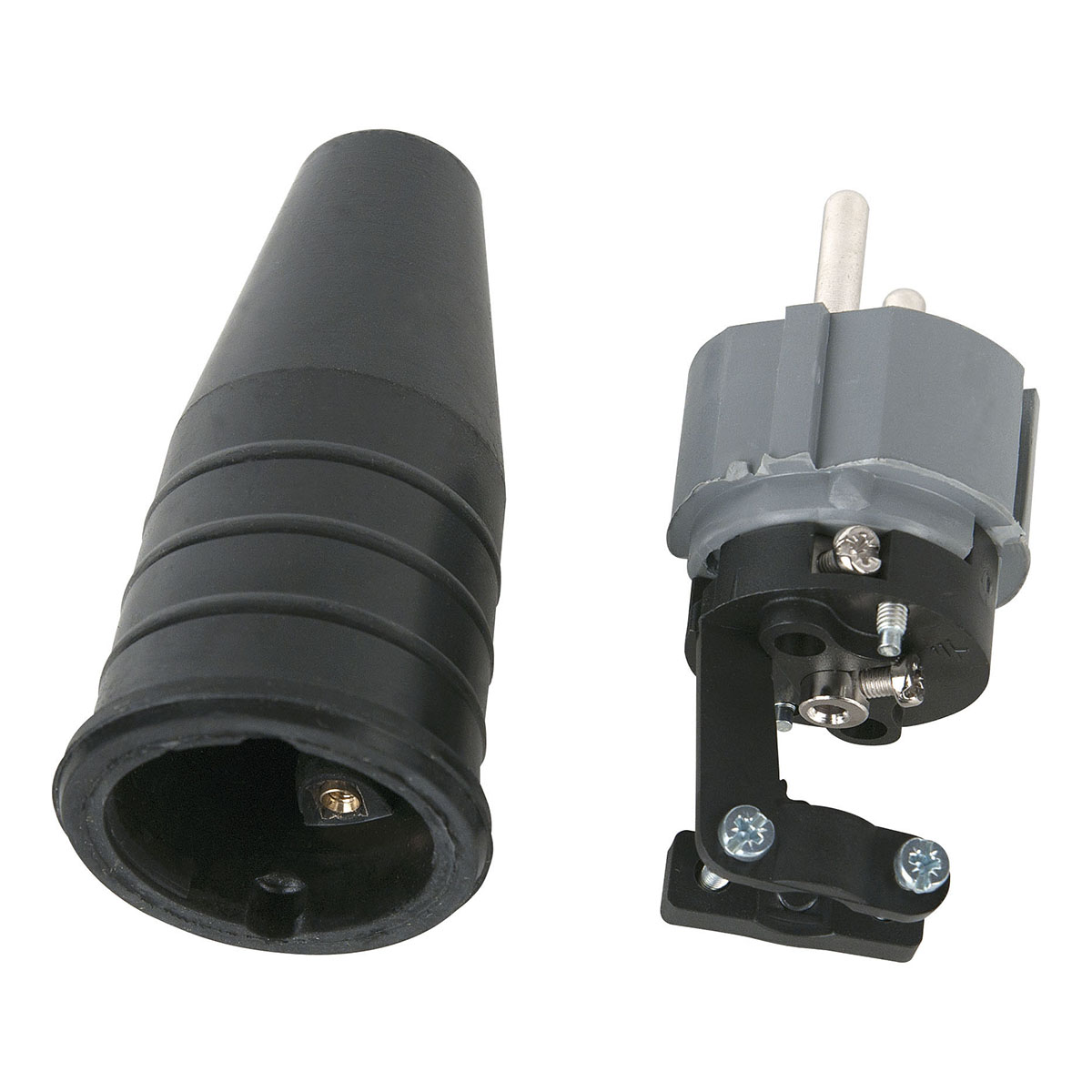Showtec Rubber Schuko 230V/240V CEE7/VII Connector Male Grijs Showtec Rubber Schuko 230V/240V CEE7/VII Connector Male Grijs