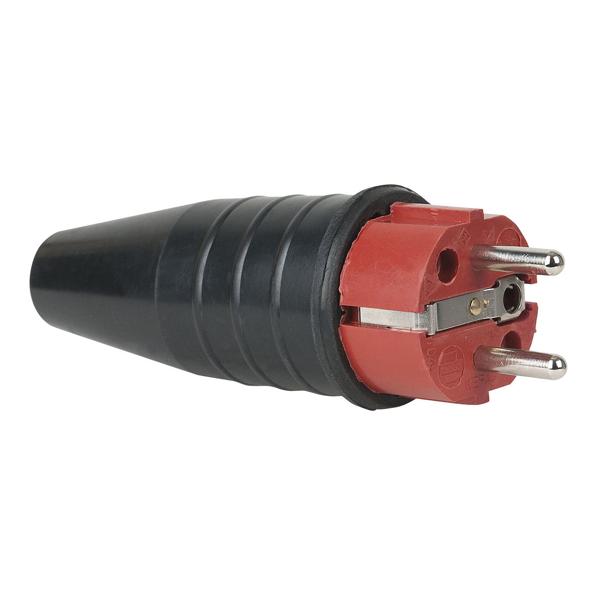 Showtec Rubber Schuko 230V/240V CEE7/VII Connector Male Rood Showtec Rubber Schuko 230V/240V CEE7/VII Connector Male Rood