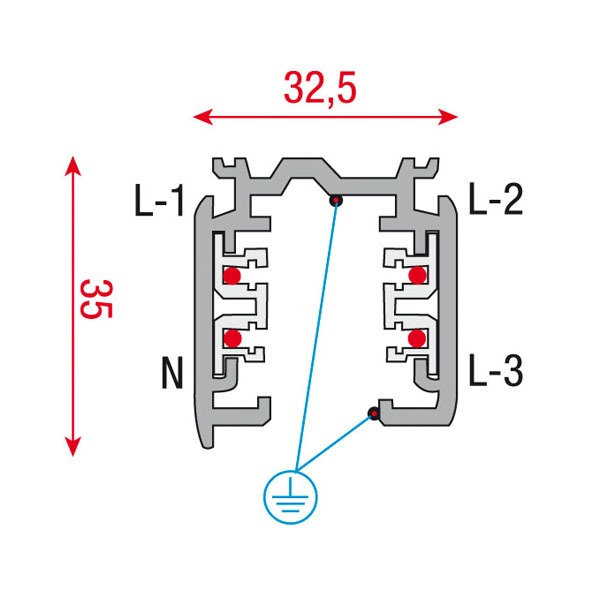 Artecta 3-fase spanningsrail 100 cm - zwart (RAL9004) Artecta 3-fase spanningsrail 100 cm - zwart (RAL9004)