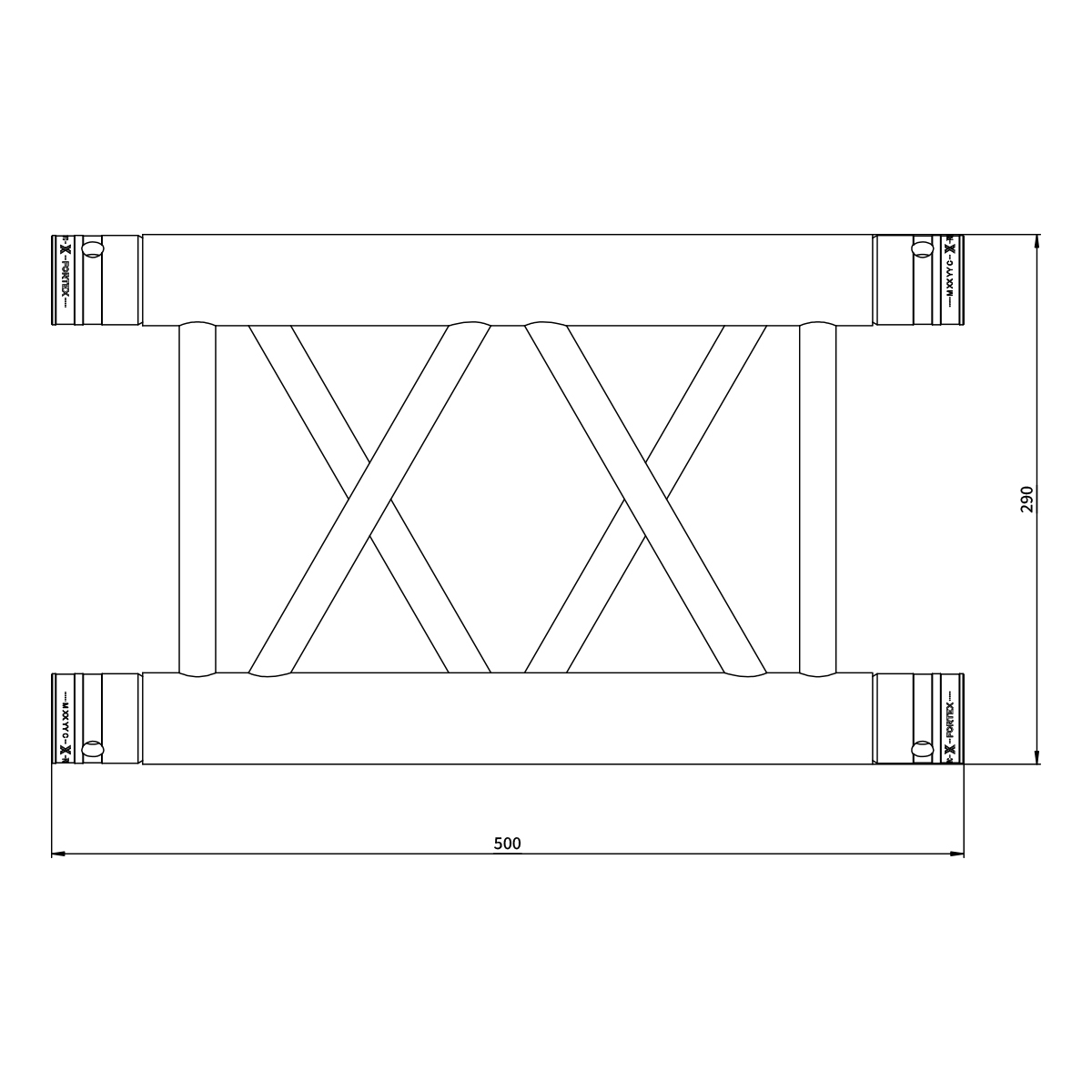 FORTEX FX34-L050 vierkant truss 50 cm zwart FORTEX FX34-L050 vierkant truss 50 cm zwart