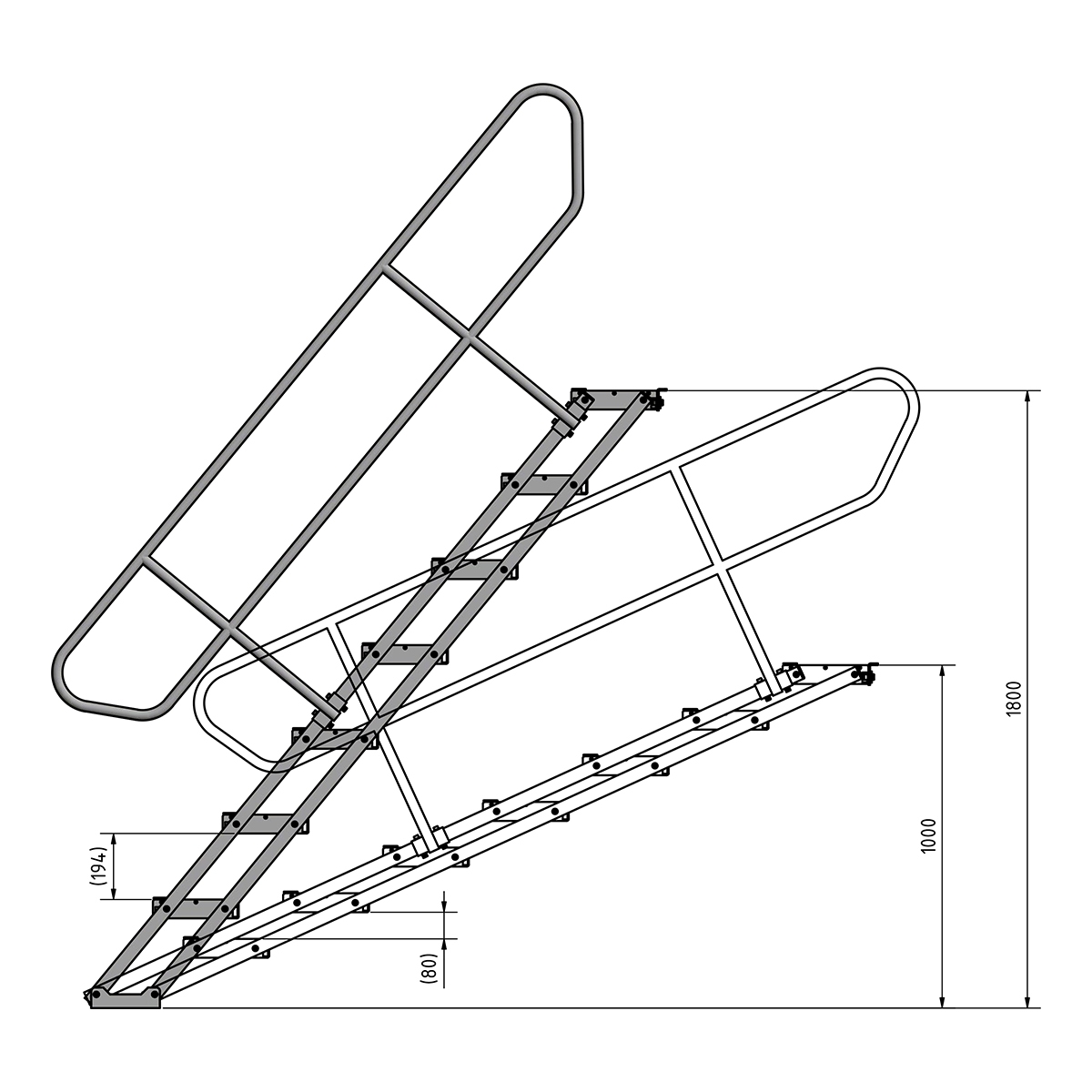 FORTEX Verstelbare Podium Trap 100 - 180cm FORTEX Verstelbare Podium Trap 100 - 180cm