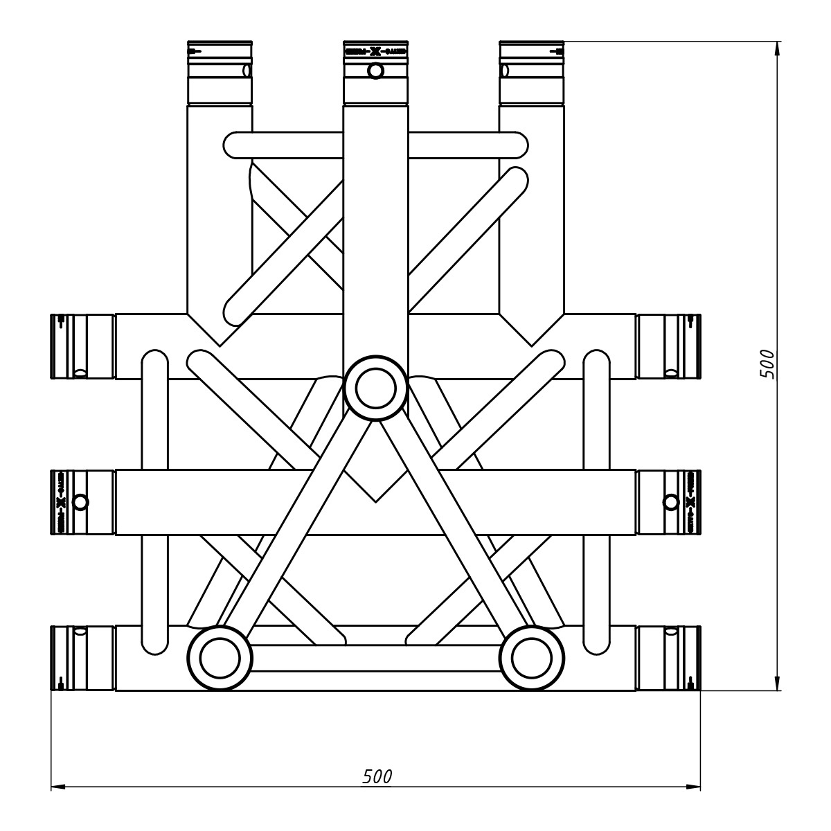FORTEX FX33-T42 driehoek truss 4-weg T-stuk apex down FORTEX FX33-T42 driehoek truss 4-weg T-stuk apex down
