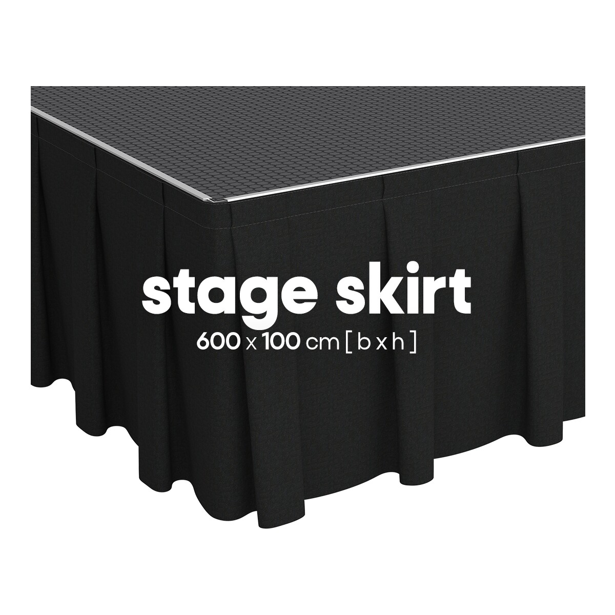 FORTEX Podiumrok geplooid 6m (b) x 100cm (h) StageMolton 320 g/m² zwart FORTEX Podiumrok geplooid 6m (b) x 100cm (h) StageMolton 320 g/m² zwart