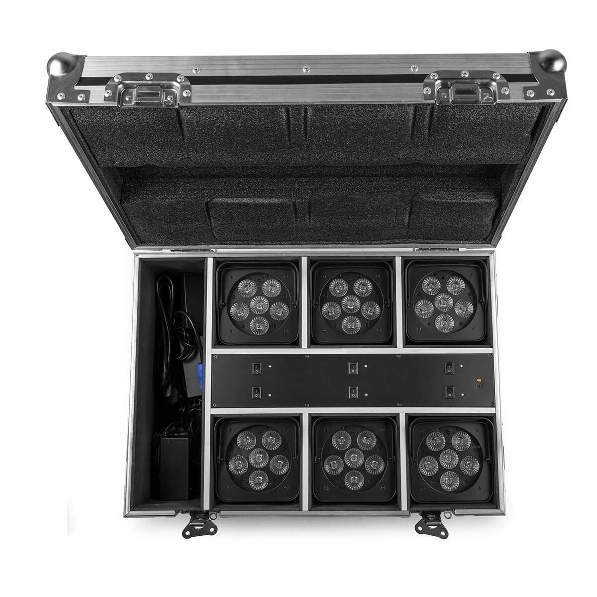 BeamZ set met 6x BBP62 uplights voor binnen en buiten in flightcase met oplaadfunctie BeamZ set met 6x BBP62 uplights voor binnen en buiten in flightcase met oplaadfunctie