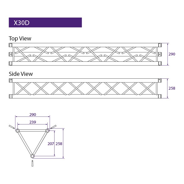 Tweedehands Prolyte X30D-C003 truss driehoek 2-weg 90 graden hoek Tweedehands Prolyte X30D-C003 truss driehoek 2-weg 90 graden hoek