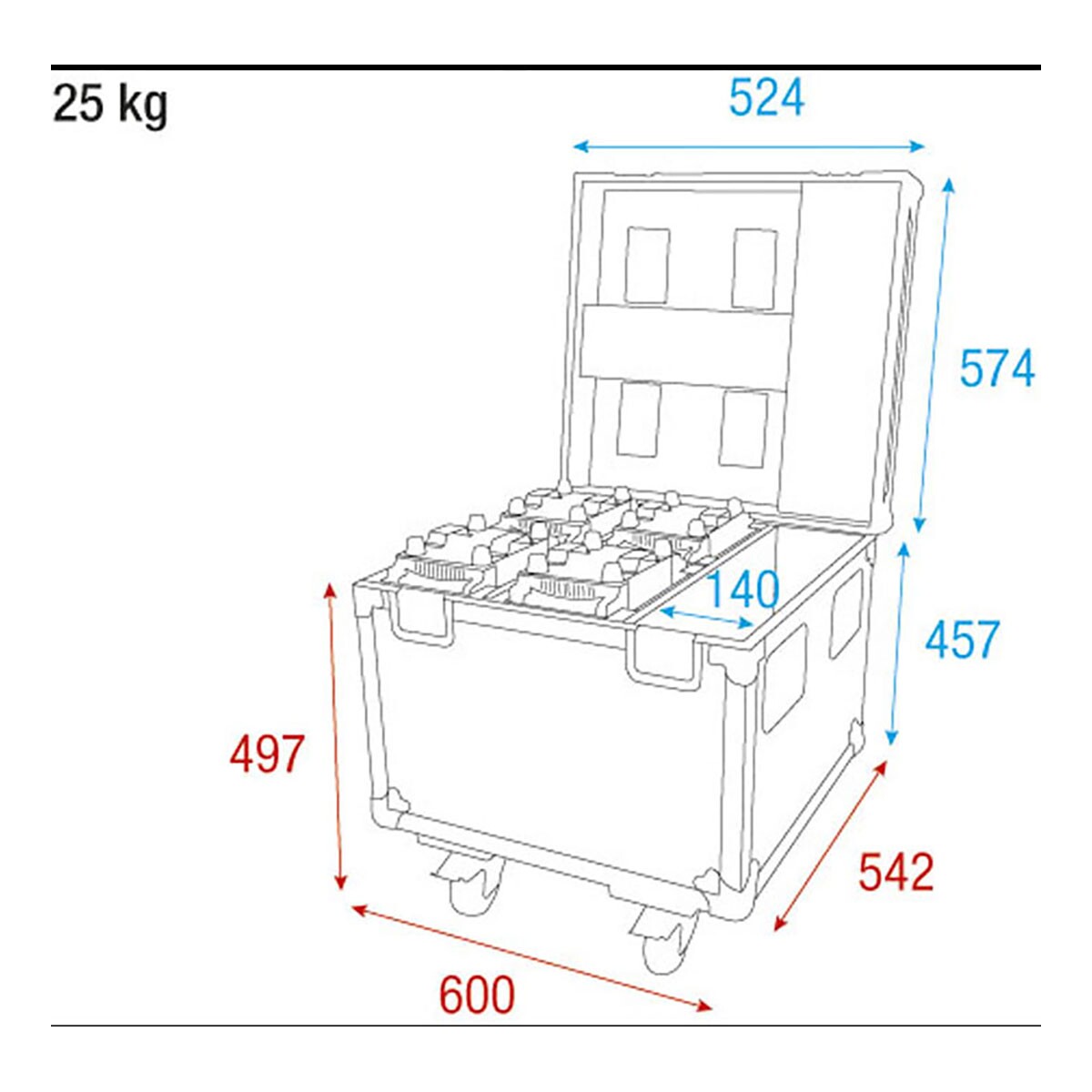 Showtec Case for 4x Shark Wash Zoom Two/Spot Two/Beam Flightcase Showtec Case for 4x Shark Wash Zoom Two/Spot Two/Beam Flightcase