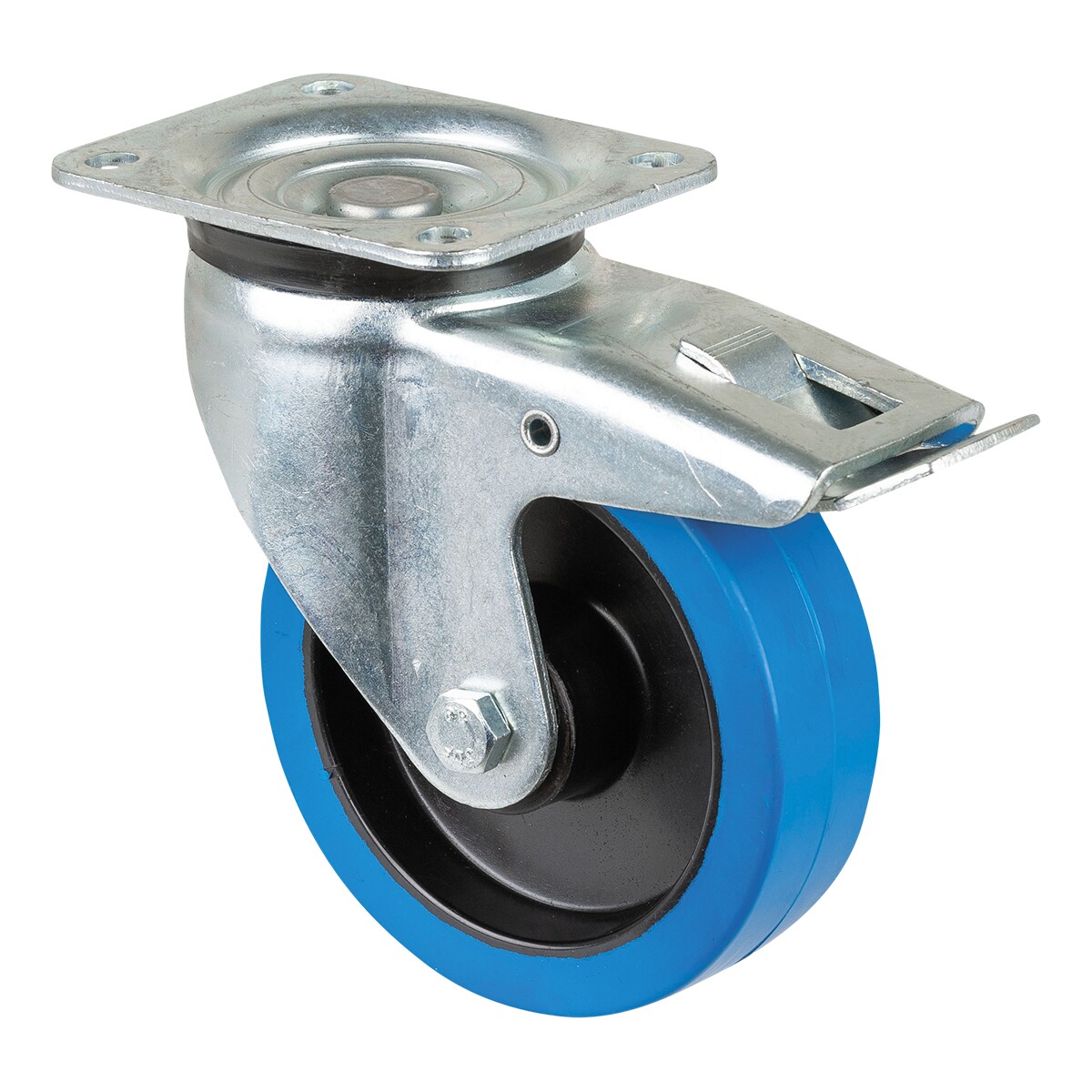 Showgear Swivel Blue wheel 125 mm - met rem