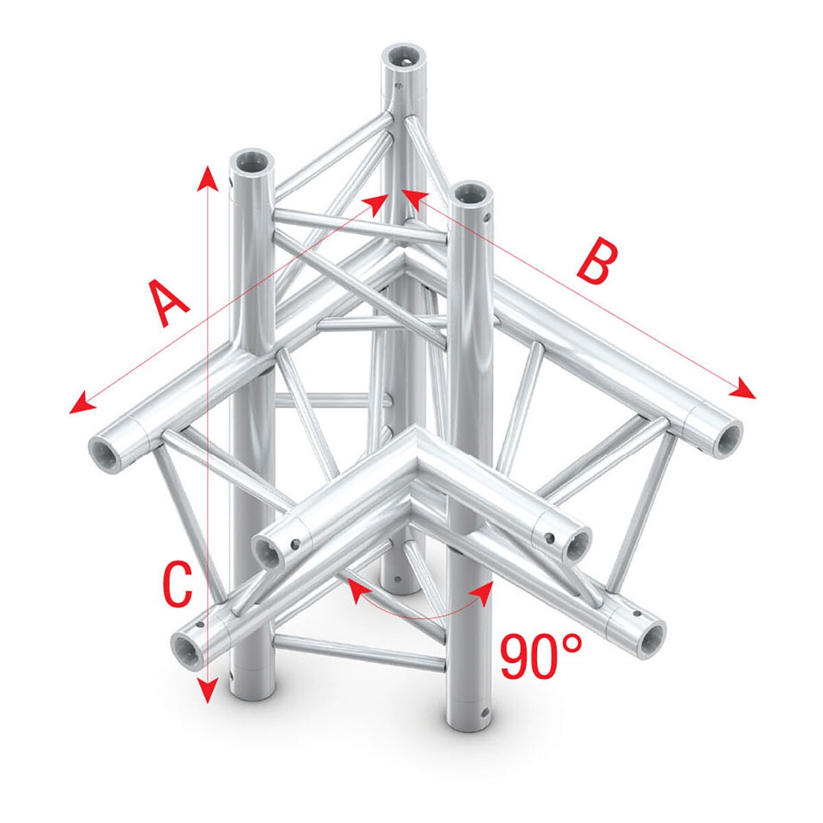 Milos Pro-30 Triangle G Truss - Corner up/down - right - 50 cm ACU44sp - 90° corner - silver - G Milos Pro-30 Triangle G Truss - Corner up/down - right - 50 cm ACU44sp - 90° corner - silver - G