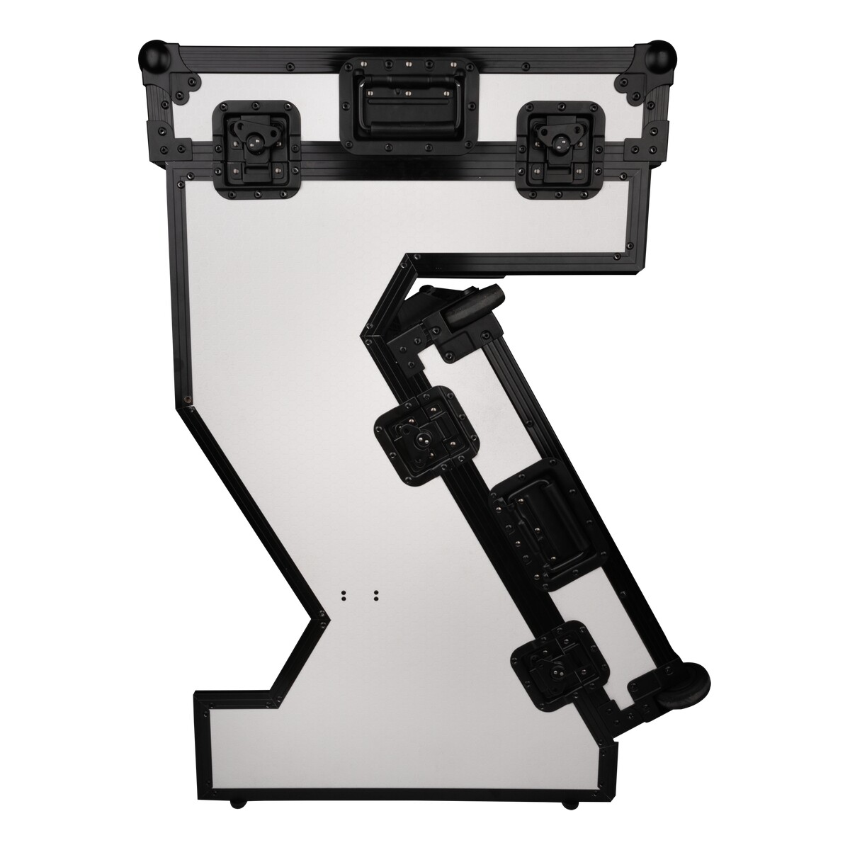 Showgear Portable Z-Style Table Multi-purpose – draagbare DJ-tafel flightcase met kabelgaten, wielen, wit Showgear Portable Z-Style Table Multi-purpose – draagbare DJ-tafel flightcase met kabelgaten, wielen, wit