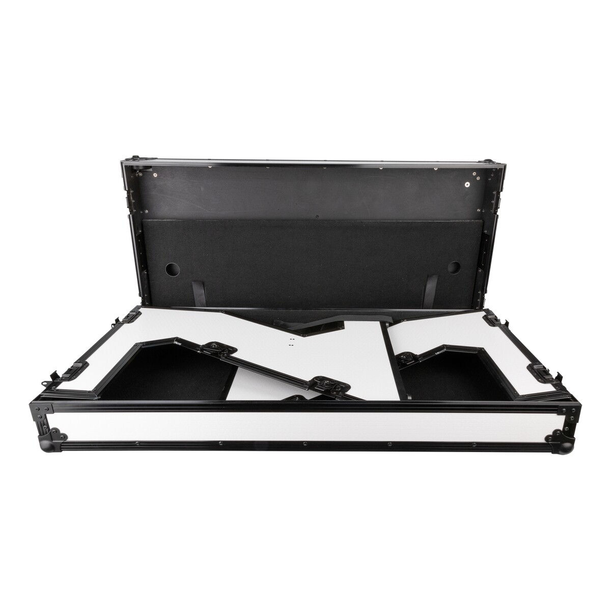 Showgear Portable Z-Style Table Multi-purpose – draagbare DJ-tafel flightcase met kabelgaten, wielen, wit Showgear Portable Z-Style Table Multi-purpose – draagbare DJ-tafel flightcase met kabelgaten, wielen, wit